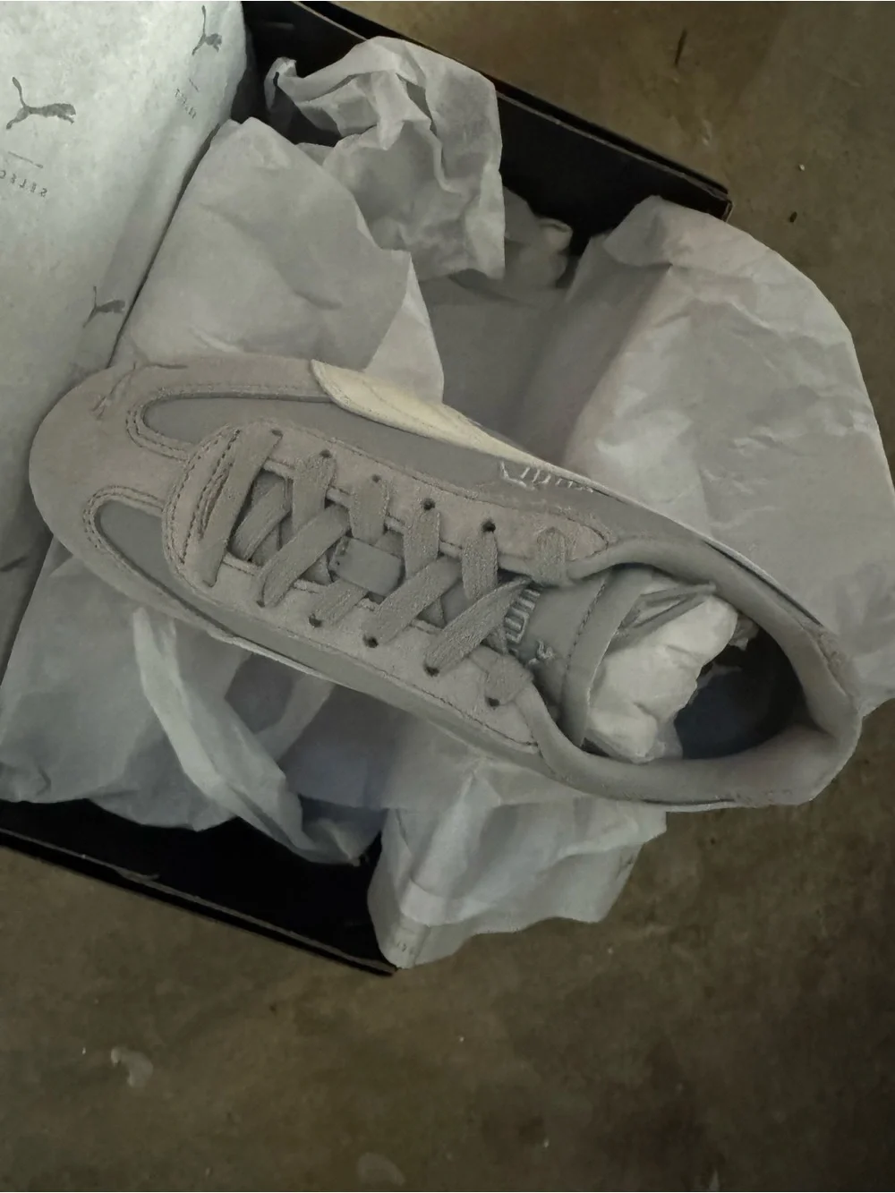 Puma Grey Suede & Cream Suede-Accent Sneakers - Picture 2 of 8